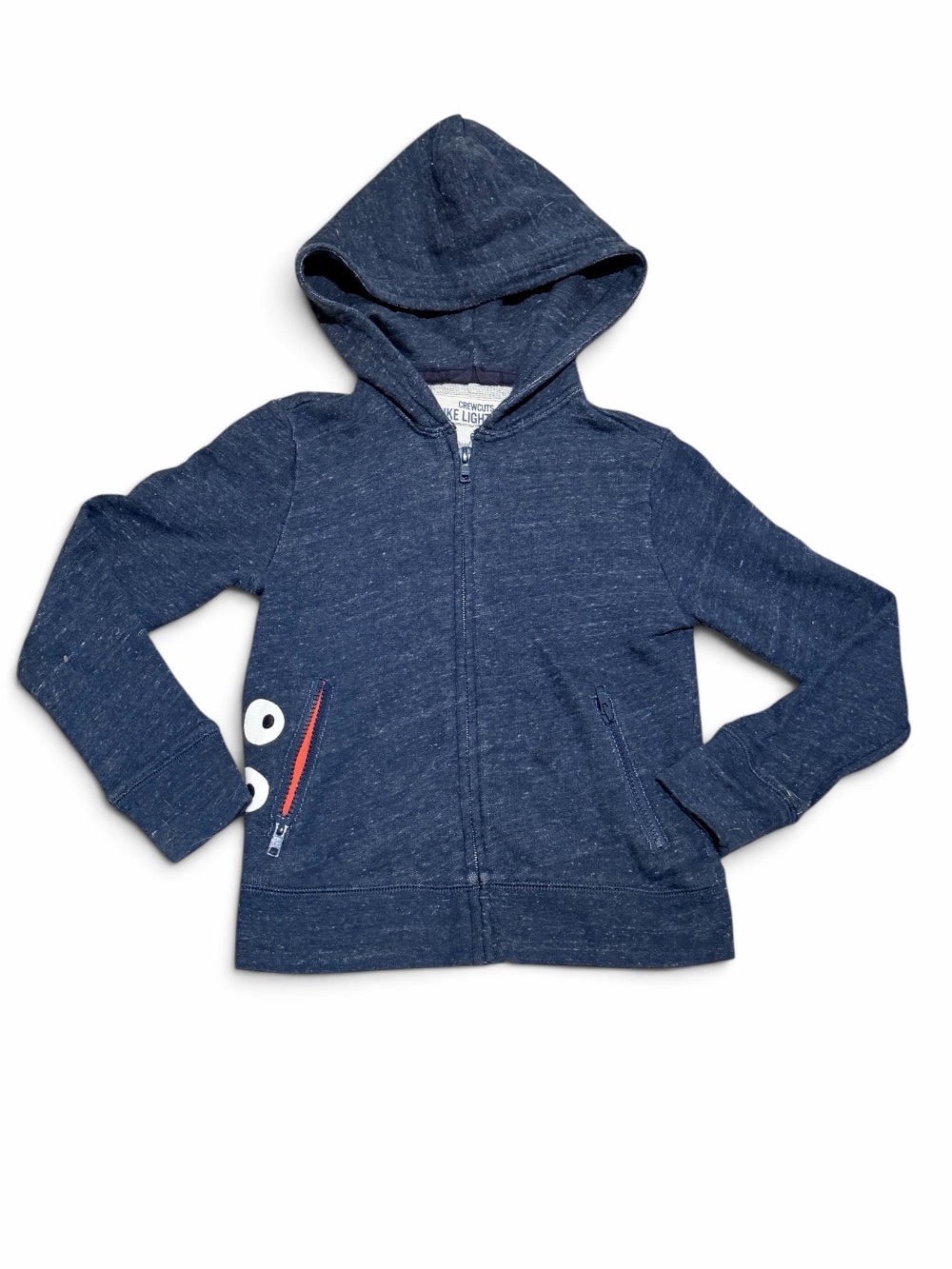 Crewcuts Zip Up Like Lightning Hooded Sweatshirt Size 6-7 Monster Pocket